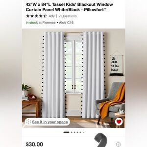 Pillowfort White and Black Curtains (Set of 2) Modern Accents